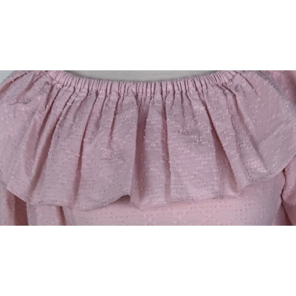 MICHAEL Michael Kors XS Peach Pink Hobnail Off Shoulder 3/4 Sleeve Shirt - Picture 3 of 10